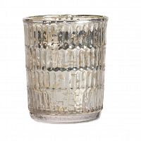 подсвечник стеклянный рельефный с золотом bevin, 9 см в Нижневартовске