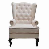 каминное кресло с ушами велюр молочный рм в Нижневартовске