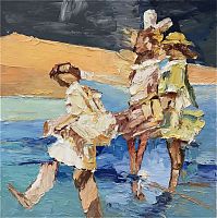 картина маслом дети на пляже в Нижневартовске