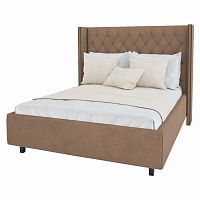 кровать подростковая с мягкой спинкой 140х200 светло-коричневая wing в Нижневартовске