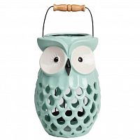 подсвечник-фонарь керамический голубой сова glance, 25,5 см в Нижневартовске