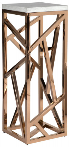 консоль geometric высокая 40x40x110 золото, белая столешница в Нижневартовске