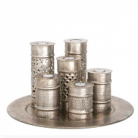 набор подсвечников серебряный на подносе на 6 свечей marrakech от eichholtz, 50 см в Нижневартовске