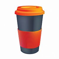 термостакан серый с оранжевым термодержателем в Нижневартовске