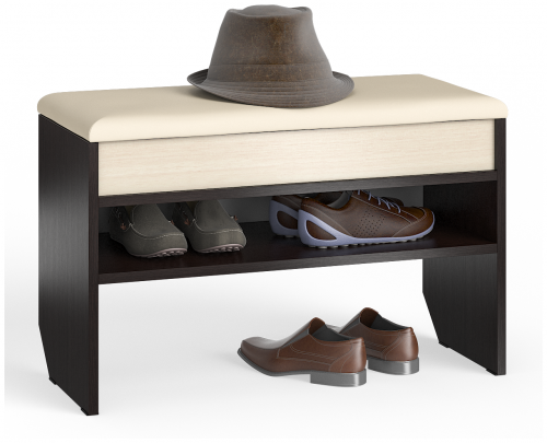 тумба для обуви мд-10 с нишей и мягким сиденьем, цвет венге/дуб в Нижневартовске