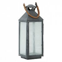 подсвечник-фонарь черный с матовым стеклом и кожаной ручкой vanini s от eichholtz, 18х67 см в Нижневартовске