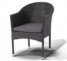 стул фраппе , коричневый, подушка серая, плоский искусственный ротанг в Нижневартовске