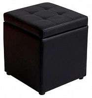 пуф шарм-дизайн евро с ящиком экокожа черный в Нижневартовске