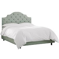 кровать двуспальная 180х200 светло-голубая с каретной стяжкой henley tufted swedish blue в Нижневартовске