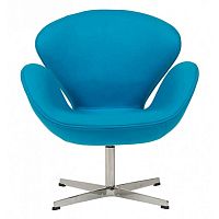 кресло swan chair кашемир голубое в Нижневартовске