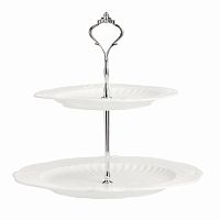 подставка двухъярусная для сладостей белоснежная в серебре в Нижневартовске