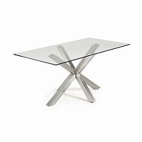 стол arya 160x90 st steel matt, прозрачное стекло c785c07 от la forma (ex julia grup) в Нижневартовске
