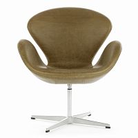 кресло swan кожа коричневое в Нижневартовске