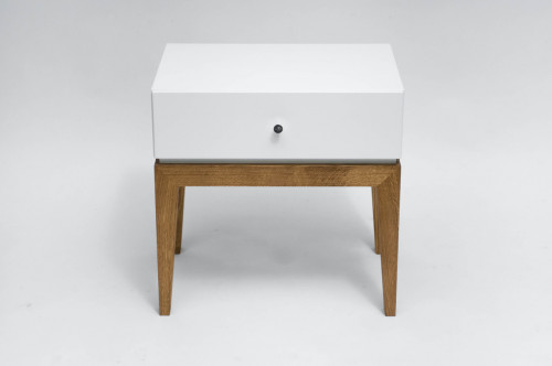 прикроватная тумбочка белая с одним ящиком one static в Нижневартовске