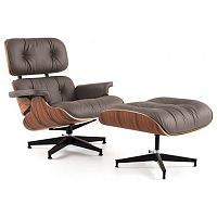 кресло eames style lounge chair кожа коричневое в Нижневартовске