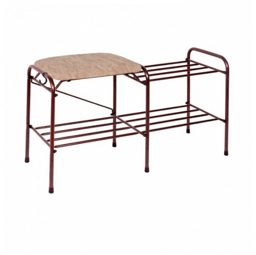 подставка для обуви зми, 2-х полочная с бежевым сиденьем, медный антик, 89х30х45см в Нижневартовске