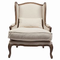 кресло мягкое с ушами lorraine chair with burlap бежевое в Нижневартовске