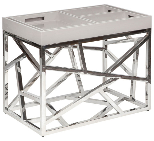 стол журнальный geometric с ящичками белый, хром в Нижневартовске