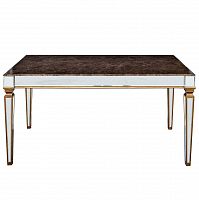 стол обеденный зеркальный столешница мрамор 160х90*78 коричневый, золотой, зеркальный в Нижневартовске
