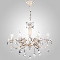 подвесная люстра eurosvet 10005/6 белый с золотом/прозрачный хрусталь strotskis в Нижневартовске