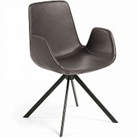 кресло yasmin pu коричнеое с черными металлическими ножками cc0827u11 от la forma (ex julia grup) в Нижневартовске