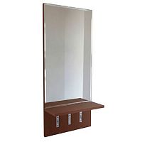 зеркало настенное узкое с полкой и крючками коричневое сэнди-1 в Нижневартовске