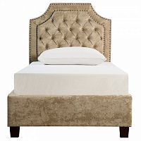 кровать односпальная 90х200 бархат бежевая с каретной стяжкой в Нижневартовске