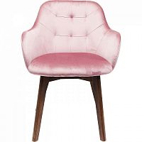 стул мягкий с подлокотниками lady розовый коричневые ножки в Нижневартовске