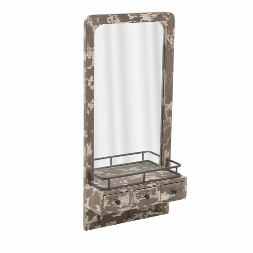 зеркало с полкой и ящиками прямоугольное узкое бежевое rol в Нижневартовске