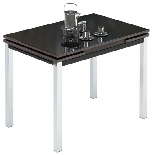 стол раздвижной leset париж 2р металл хром, стекло черное в Нижневартовске