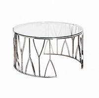 круглый журнальный столик со стеклянной столешницей на серебристом основании d90x45 см в Нижневартовске