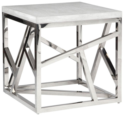 стол журнальный geometric маленьки белый хром в Нижневартовске