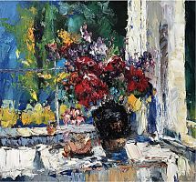 картина маслом цветы в окне в Нижневартовске