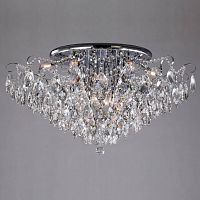 потолочная люстра eurosvet crystal 10081/12 хром/прозрачный хрусталь strotskis в Нижневартовске