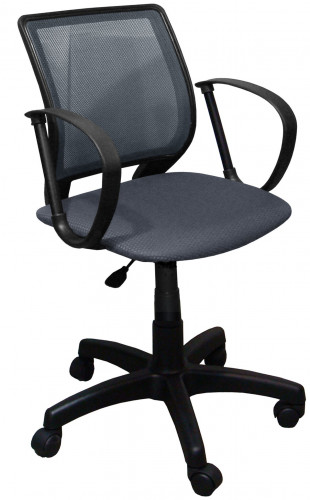 кресло компьютерное тедди ткань jp 15-2, цвет серый, спинка серая сетка в Нижневартовске