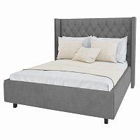 кровать двуспальная 160х200 серая с каретной стяжкой и бортиками wing-2 в Нижневартовске