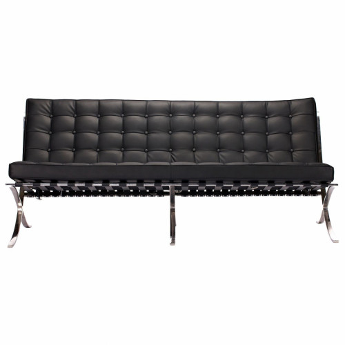 диван barcelona трехместный прямой черный в Нижневартовске