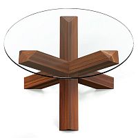 стол журнальный скетч коричневый с прозрачной столешницей в Нижневартовске