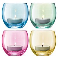 набор подсвечников стеклянный разноцветная пастель для чайных свечей polka, 6,5 см, 4 штуки в Нижневартовске