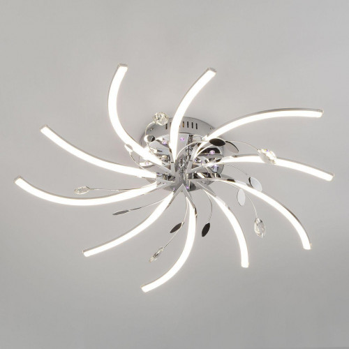 потолочная светодиодная люстра eurosvet windmill 90125/10 хром в Нижневартовске