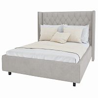 кровать двуспальная 160х200 серо-молочная с каретной стяжкой wing-2 в Нижневартовске