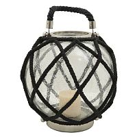подсвечник-фонарь стеклянный черный в оплетке большой, 32 см в Нижневартовске