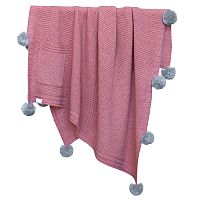 плед pompon 90х90 брусника/белый+серый в Нижневартовске