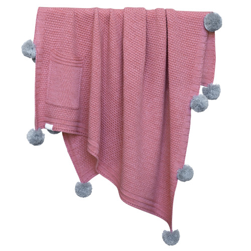 плед pompon 90х90 брусника/белый+серый в Нижневартовске