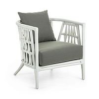 кремптон кресло из белого ротанга и светло-серой ткани в Нижневартовске