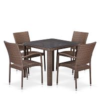 комплект плетеной мебели asin на 4 персоны коричневый в Нижневартовске