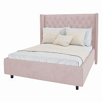 кровать двуспальная 180х200 пыльная роза из велюра с каретной стяжкой wing в Нижневартовске