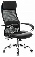 кресло для руководителя бюрократ бюрократ ch-608sl, обивка: текстиль, цвет: ткань tw-11 (черная)/сетка tw-01 (черная)/экокожа черная в Нижневартовске