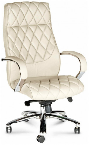 кресло руководителя бонд (ivory) сталь + хром / слоновая кость экокожа в Нижневартовске