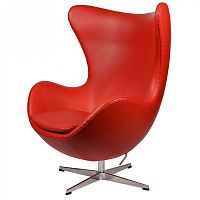 кресло arne jacobsen style egg chair кожа красное в Нижневартовске
